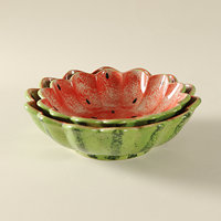 Assiette à pétales de pastèque peinte à la main Jiutian, motif végétal sous glaçure, passe au micro-ondes, style frais, pour fruits et collations