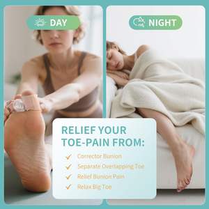 Penyangga Jari Kaki Silikon Gel, Pemisah Bunion, Penyangga Hallux Valgus, Pelurus Jari Kaki, Ortosis untuk Jari Kaki Bertumpuk, Pereda Nyeri - Product Image 4