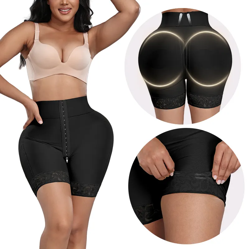 산후 고관절 강화제 나일론 레이스 스타킹 셰이퍼 짧은 배 제어 Faja Shapewear 반바지 팬티 여성용