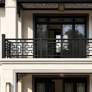 Balustrades de balcon réglables en aluminium, style chinois, à fixation au sol, résistantes à la rouille, clôture décorative en métal - Product Image 3