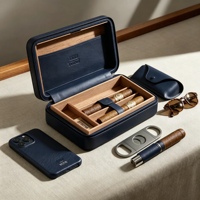 Humidor et étui à cigares portables en cuir, personnalisables, avec doublure en bois de cèdre, kit d'humidification, boîte à cigares de voyage portable laquée