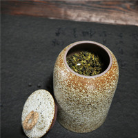Grande boîte à thé en céramique de style rétro avec couvercle en poterie grossière pour le stockage des aliments et le conteneur