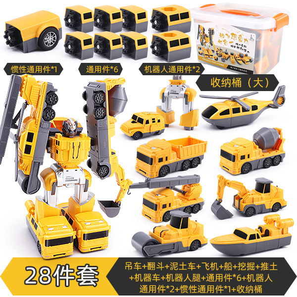 Ensemble de 28 pièces de véhicules d'ingénierie magnétiques.