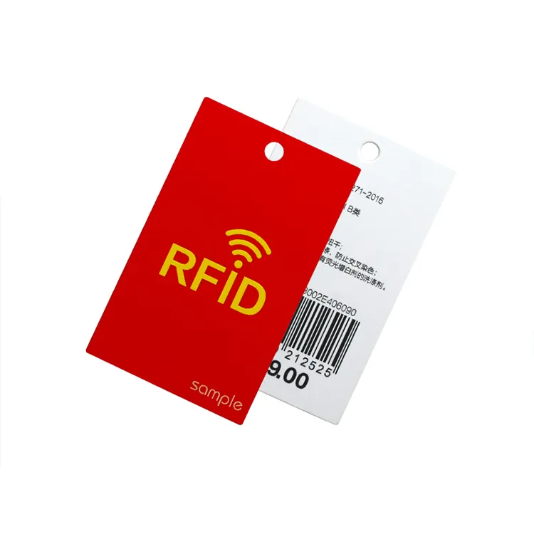 Giyim depo yönetimi için özelleştirilmiş giyim kağıt etiketi UHF hangtag RFID kıyafet etiketi