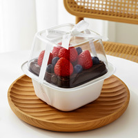 Boîte d'emballage pour gâteau à la crème aux fraises, Tiramisu, Mousse, Contenant carré transparent anti-buée en PET pour pâtisserie haut de gamme à emporter