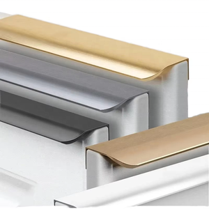 Cabinet Drawer <strong>Door</strong> Invisible Long Handle Kitchen <strong>Black</strong> <strong>Door</strong> Handle <strong>Black</strong> Gold Aluminum Alloy Edge Sealed Curved Handle - Product Image 2