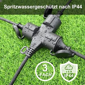 <span class=keywords><strong>Rallonge</strong></span> <span class=keywords><strong>électrique</strong></span> en caoutchouc Euro de 10 m, IP44, prise 3 broches vers triple prise extérieure avec couvercle, 3500 W - Product Image 5