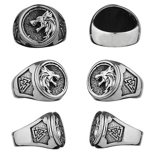 Erkek kurt yüzük takı paslanmaz çelik Viking Rune titanyum çelik yüzük sihirbazı savaşçı Hunter kurt başkanı yüzükler hediye erkekler için - Product Image 6