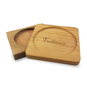 Eco-friendly Wood Coaster 7.5cm Round Groove Natural Coaster in Gift Box Promotional Gifts CST007 Feldberg Wood Coaster in Stock