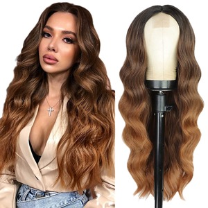 Perruque synthétique Lace Front Ombré <span class=keywords><strong>Blonde</strong></span> 28 pouces, Ondulation Naturelle, Vente en Gros Usine pour Femmes - Product Image 1