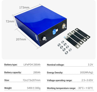 Batterie lithium-ion phosphate prismatique rechargeable 3,2 V 280 Ah de qualité A, vente chaude 2025, pour système de stockage d'énergie domestique