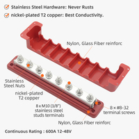 Bloc de distribution d'alimentation CC robuste 12-48V 600A avec barre omnibus et écrous à bride dentelée pour camions, voitures et systèmes solaires hors réseau