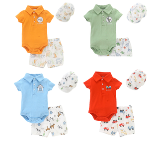 Yüksek kalite 2024 Oem düşük fiyat yenidoğan organik pamuk bebek giyim setleri toptan Snap düğmesi baskılı desen bebek tulum - Product Image 3