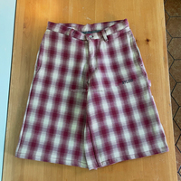Shorts en jean 3/4 personnalisés 14 oz avec logo à motif écossais, de haute qualité, coupe oversize, en denim épais