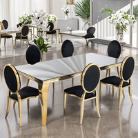 Table de réception haut de gamme en acier inoxydable avec plateau en verre rectangulaire à haute capacité de charge pour hôtels, banquets, salles de réception et événements