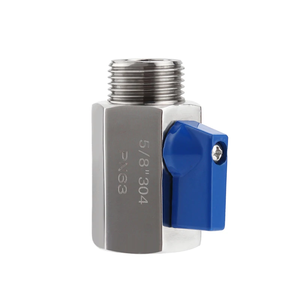 Mini vanne à bille en acier inoxydable 304, filetage NPT 5/8'', vanne d'arrêt, interrupteur pour coupleur et <span class=keywords><strong>pompe</strong></span> à entraînement magnétique (poignée bleue) - Product Image 5