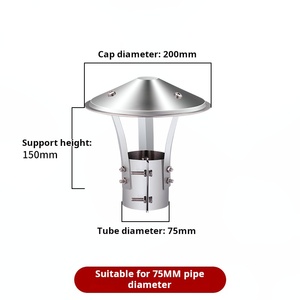 Accesorio para exteriores de 80mm, cubierta de <span class=keywords><strong>chimenea</strong></span> de acero inoxidable, sombrero de lluvia y nieve para tapa de cubierta de tubería de <span class=keywords><strong>chimenea</strong></span> - Product Image 2