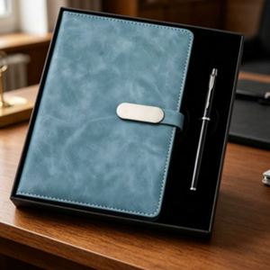<b>A5</b> PU Leather Journal <b>Notebook</b> for Gift Custom Diary Business Stationery Item <b>Notebook</b> and Pen Gift Set - Product Image 1