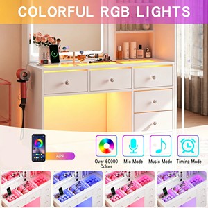 Wholesale &amp; Customization LED Lighted Vanity Desk <strong>with</strong> Full Length <strong>Mirror</strong> <strong>Makeup</strong> Dresser <strong>Table</strong> Dressing <strong>Table</strong> for Bedroom - Product Image 6