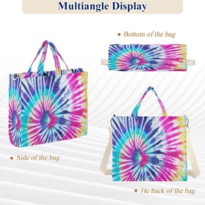 กระเป๋าสะพายไหล่สำหรับผู้หญิงขนาดใหญ่ลายมัดย้อมออกแบบได้ตามสมัยนิยมกระเป๋าถือผ้าลูกฟูกสำหรับผู้หญิง - Product Image 5