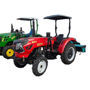 Tractor de ruedas SDV 504 de 50 HP rojo con toldo y accesorio trasero - Product Image 1
