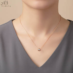 Collar exclusivo de estilo minimalista en oro sólido de 18 quilates con un solo diamante natural en forma de hexágono pequeño, regalo para mujer. - Product Image 6