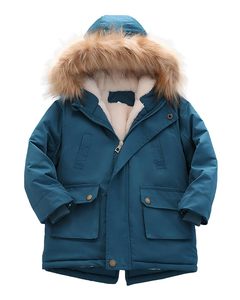 Kuhitley Manteau <span class=keywords><strong>parka</strong></span> chaud et confortable pour enfants avec capuche en fourrure pour garçons et filles de 2 à 10 ans - Product Image 3