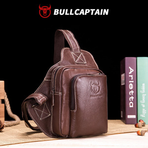 Bolso Bandolera de Cuero Genuino de Alta Calidad BULLCAPTAIN con Logotipo Personalizado, Estilo Vintage, Impermeable, para Hombre - Product Image 1