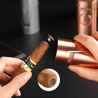 Briquet de table créatif pour cigares, briquet à quatre jets de flamme, briquet à flamme jet coupe-vent au butane pour fumer des cigarettes