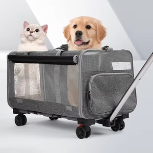 Tas Troli Hewan Peliharaan Desain Dua Kompartemen Kapasitas Besar Lipat Bernapas Model Baru Tiga Mode untuk Anjing dan Kucing - Product Image 1