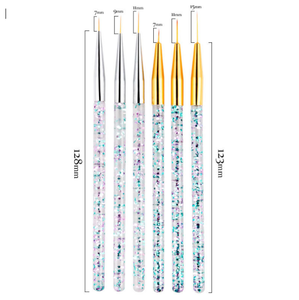 Ensemble de 3 pinceaux à manche pailleté de 5 mm pour nail art, pinceaux fins pour la peinture au gel UV, pour la conception de manucure - Product Image 5