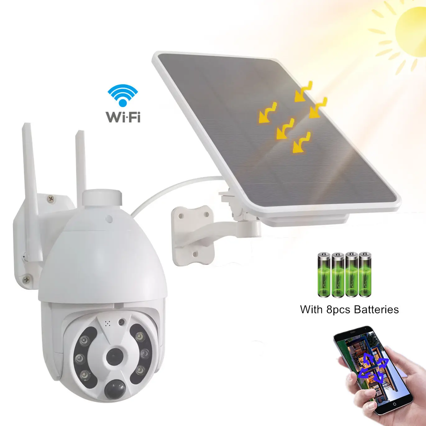 ENXUN 1080P Smart Solar Powered Wifi IP Wireless PTZ Camera Full Color Infrared Home Security CCTV Network Camera