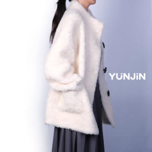 YUNJIN, nueva Chaqueta con botones <span class=keywords><strong>de</strong></span> cuerno <span class=keywords><strong>de</strong></span> piel <span class=keywords><strong>de</strong></span> oveja <span class=keywords><strong>de</strong></span> <span class=keywords><strong>Pellet</strong></span> para mujer, <span class=keywords><strong>de</strong></span> cuello redondo <span class=keywords><strong>de</strong></span> longitud media Parka, abrigo cálido <span class=keywords><strong>de</strong></span> invierno - Product Image 4
