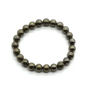 Pyrite bracelet 8mm natural stone bracelet healing gemstone mens bead bracelet natural stone jewelry