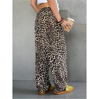 Pantalon d'été décontracté pour fille FOXA, imprimé léopard, en lin/coton respirant, taille élastique, coupe droite ample, idéal pour la plage