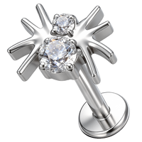 Piercing Labret en Titane ASTM-F136 G23 de Qualité Implantable avec Zircon, Bijou d'Oreille de Haute Qualité pour Halloween