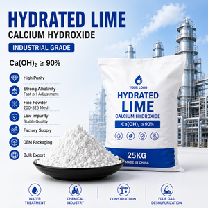 Hydroxyde de calcium hydraté (Ca(OH)2) CAS 1305-62-0, pureté 90%, 25 kg/sac, granulométrie 325-1250 mesh, <span class=keywords><strong>pour</strong></span> usage industriel et cheminées, directement de l'usine - Product Image 1