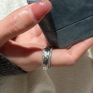 Bague en argent pur S925, fabrication CNC, style européen et américain, design simple et élégant, incrustation scintillante, design à bouche ouverte - Product Image 3