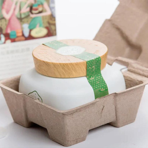 Bandeja cosmética de lujo personalizada Caja de perfume Caja de pulpa moldeada de pulpa de papel reciclado biodegradable con funda de banda impresa - Product Image 1