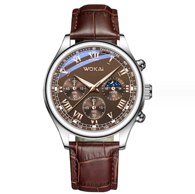 Montre de sport à quartz ceinture décontractée logo marron montre pour homme non étanche