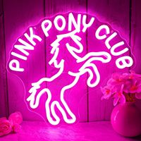 Design libre Motif personnalisé Taille Led Rose poney Club Enseigne néon Nom Logo Intérieur Acrylique Barre ouverte Enseigne néon Enseignes Led personnalisées