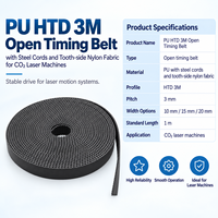 Nouvelle courroie de distribution HTD 3M en PU avec cordon en acier et face à dents en nylon pour machine de gravure/découpe laser CO2, pièces CNC