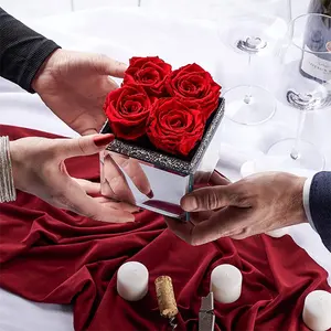 Mirrored Vase Pave Accent forever roses eternal love forever real preserved rose stitch Forever Roses in a Box