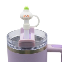 Bouchons de paille créatifs en plastique souple, design 3D mignon de dessin animé, pour accessoires de bar et de boisson