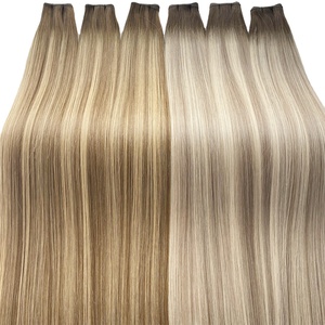 Extensiones de cabello Remy invisibles alineadas con cutícula europea de fábrica al por mayor trama única teñida para un color personalizado - Product Image 3
