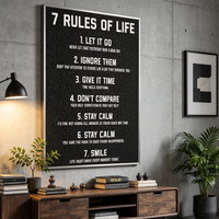 Letrero Metálico de Aluminio Inspirador para Colgar en la Pared, Decoración de Ramadán para Dormitorio de Adolescentes y Oficina, 7 Reglas Motivacionales para la Vida, 8x12