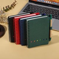 Nouvel ensemble carnet à spirale en papier kraft et stylo avec notes adhésives détachables pour affaires, index autocollants, carnet cadeau imprimé UV