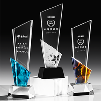 Trophée en cristal coloré personnalisé Diaocai avec gravure, impression UV et sublimation, logo sur mesure