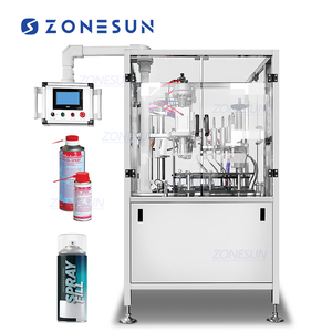 ZONESUN-Máquina taponadora de alta velocidad, monobloque de alta velocidad, automática, rotativa, de 6 cabezales, botella pulverizadora BOV, lata de Gas y Aerosol - Product Image 1
