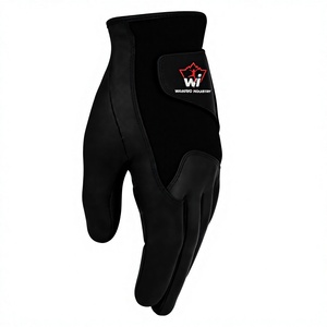Gant de golf en cuir véritable de haute qualité, aspect cuir blanc, panneaux noirs, design respirant pour une meilleure adhérence, fermeture auto-agrippante, unisexe - Product Image 1